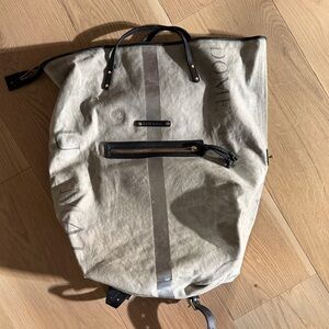 Dove Gray Canvas Backpack with Black Accents